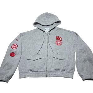 Kansas City Chiefs Womens Small Cropped Fleece Hoodie Full Zip Erin Andrews 2XL